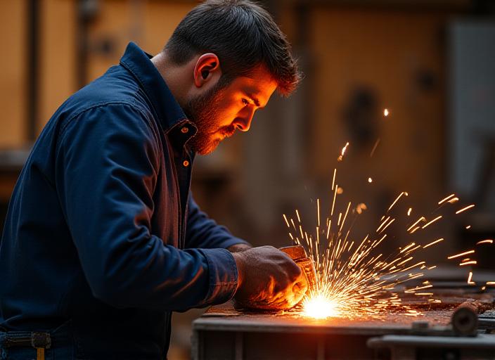 Artigiano al lavoro sui metalli